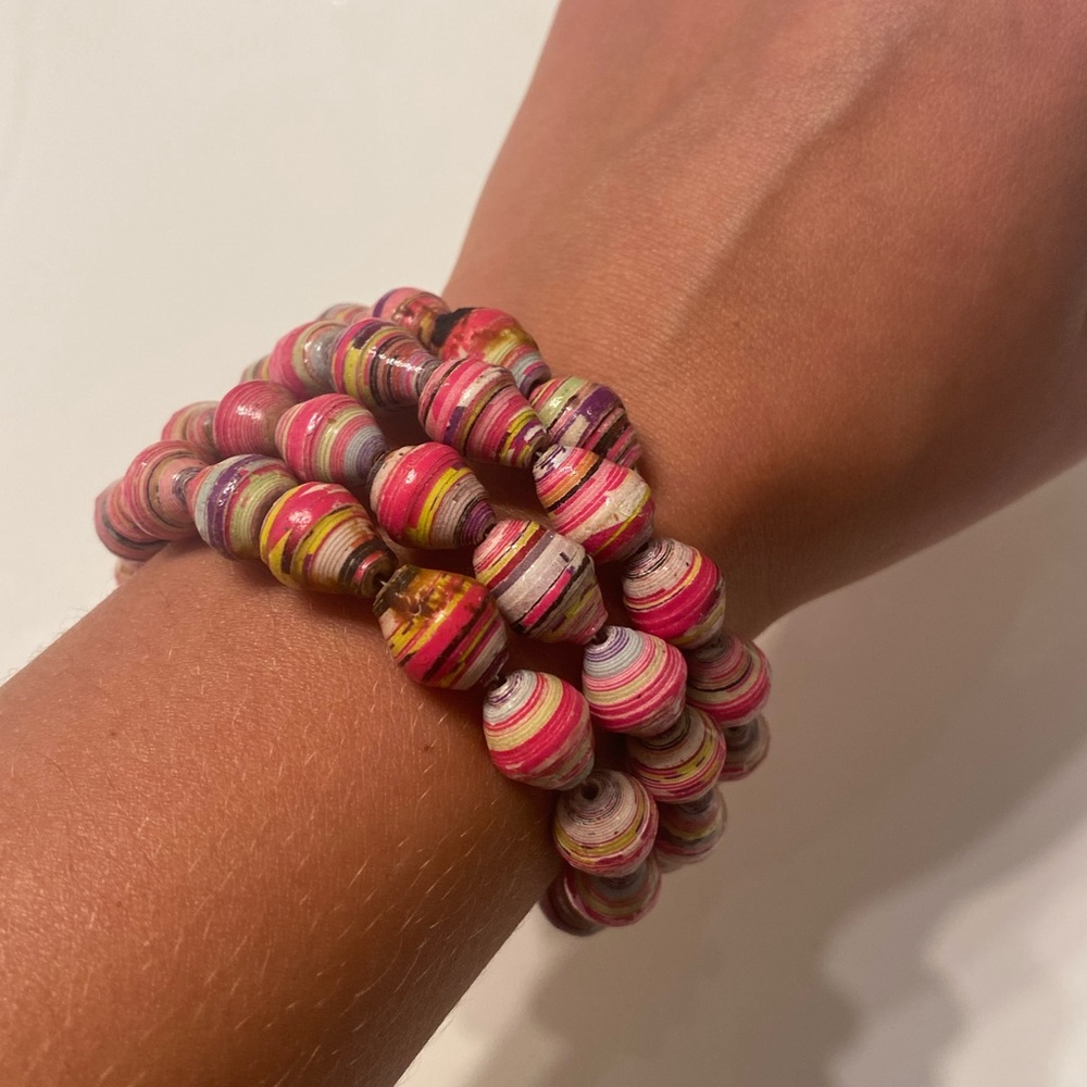 Handmade Recycled Paper Beads Bracelet from Uganda